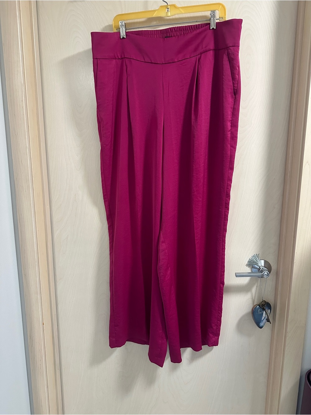 Express Super High Rise Wide Leg Satin XL Pants Magenta